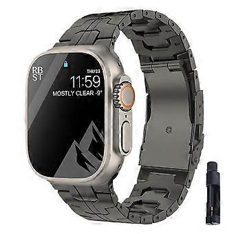 Titanium Watch Band for Apple Watch Grey Bracelet with Easy Installation Tool for Series 8 7 6 SE 5 4 3 38/40/41mm
