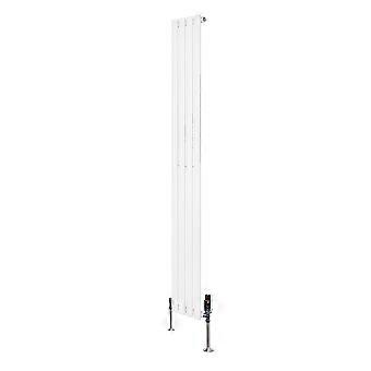 Oval Single Column Radiator 1800mm x 240mm & TRV Chrome Valves Modern Designer Single Panel Central