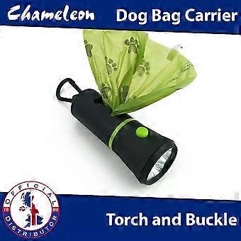 Torch with bag dispenser pet poo bag torch dog walking torch with poo bag holder