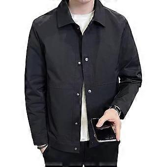 Men Jacket Lapel Long Sleeve Button Closure Jacket Coat with Side Pockets