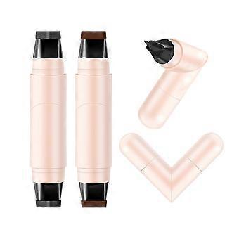 2PCS Gel Eyeliner Pencil Set, Winged Liquid Eyeliner Stamp, Foldable Double-headed Black Eyeliner Pencil, Lazy Cat Eye Stencils Eye Tattoo Makeup(C, M