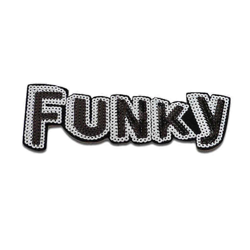 Patch / iron-on patch - Funky with sequins Comic - black - 19.7x6.9cm - Iron-on patches