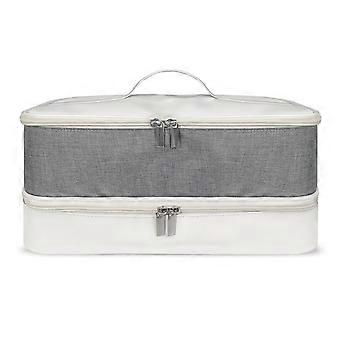 Styling Equipment Organizers Double Layer Designs With Secure Fastening Strap Zippered Travel Accessory  White
