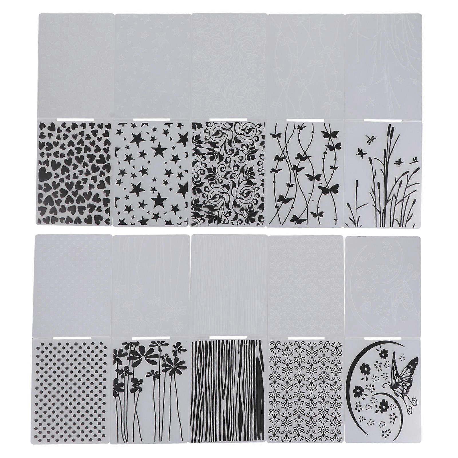 Plastic Embossing Template DIY Embossing Folder for 10Pcs Crafting
