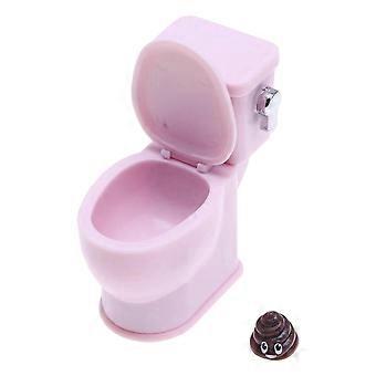 Verzamelbaar miniatuur toiletbril met realistisch doorspoelgeluid, perfect voor modelwoningen en badkamers in poppenhuizen. Roze.