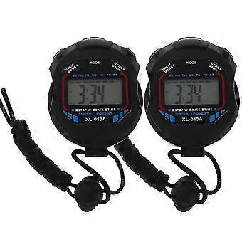 Digital Professional Handheld LCD Stopwatch Sports Chronograph Timer with Alarm Feature for Kids Fitness and Referees Black 22 x 6.3 x 2cm Timer 2Pack
