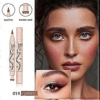Eyeliner sproet pen, 2 in 1 sproeten stempel en eyeliner, waterdichte, natuurlijke levensechte sproeten make-up, magische nep sproeten