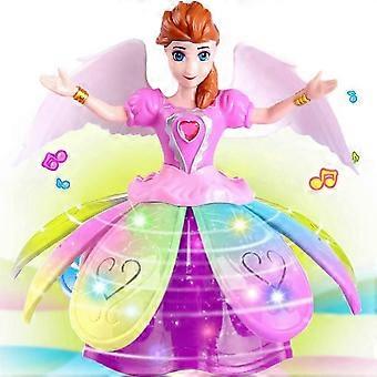 Princess Musical Dancing Angel Doll with 3D LED Lights, Music and 360 Spinning - Bump and Go Electric Musical Fairy Girl Toy for Kids ZT