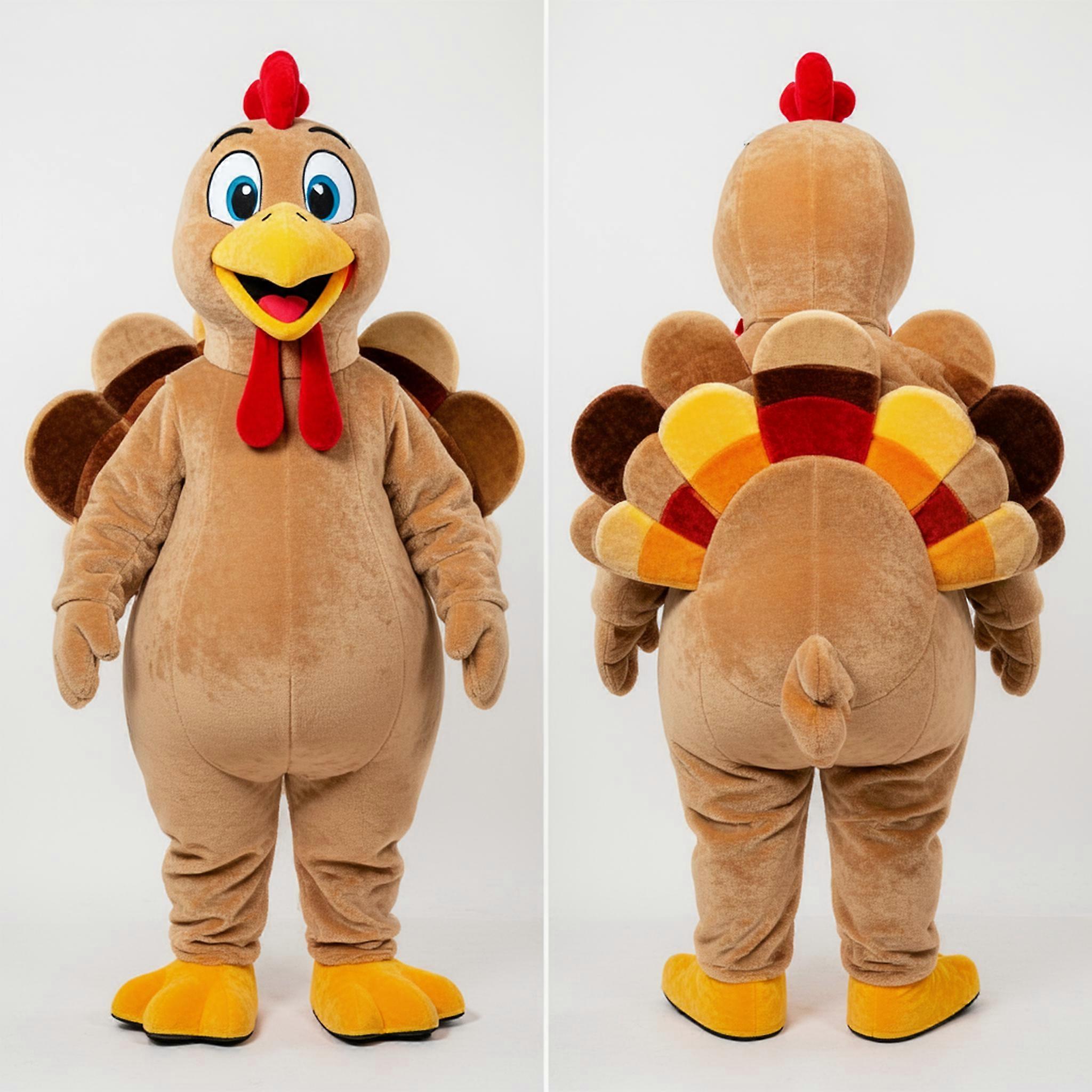 MASTICOT Tan Fluffy Turkey Mascot