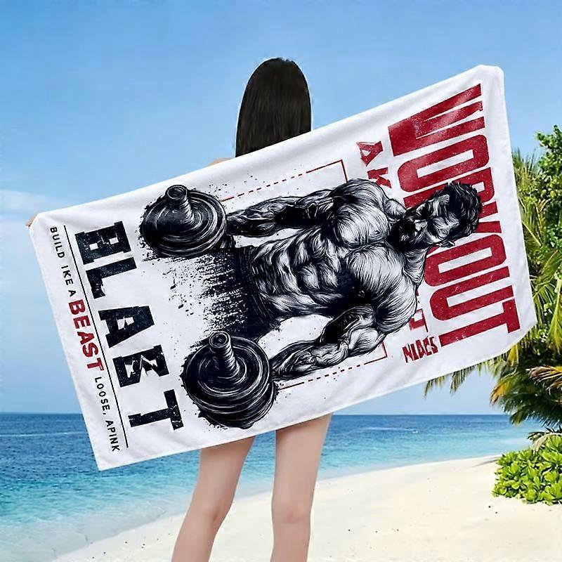 Serviette de plage/gym imprimée « Bête d'entraînement » (1 pièce) pour les passionnés de fitness. Serviette de plage en fibres ultra-fines ultra-douces - Grande taille, haute résistance.
