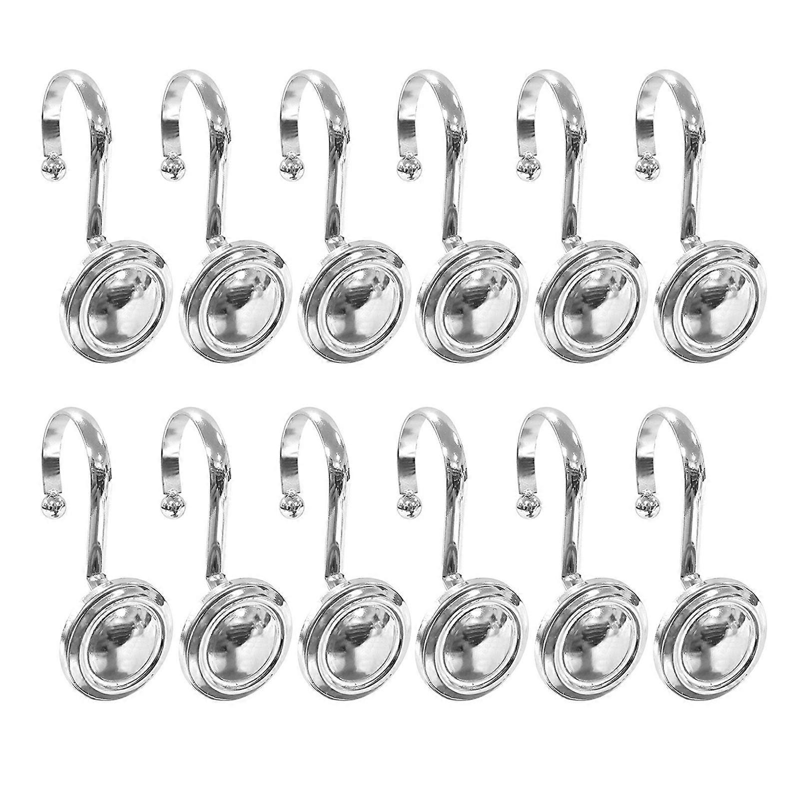 Shower Curtain Hooks Set 12 Pcs, Rustproof Metal Easy Installation