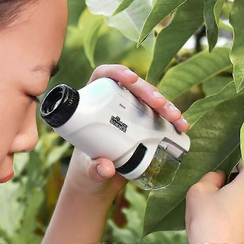 Microscope de poche pour enfants, mini microscope portable portable, microscope pour enfants avec lumière LED 60X-120X