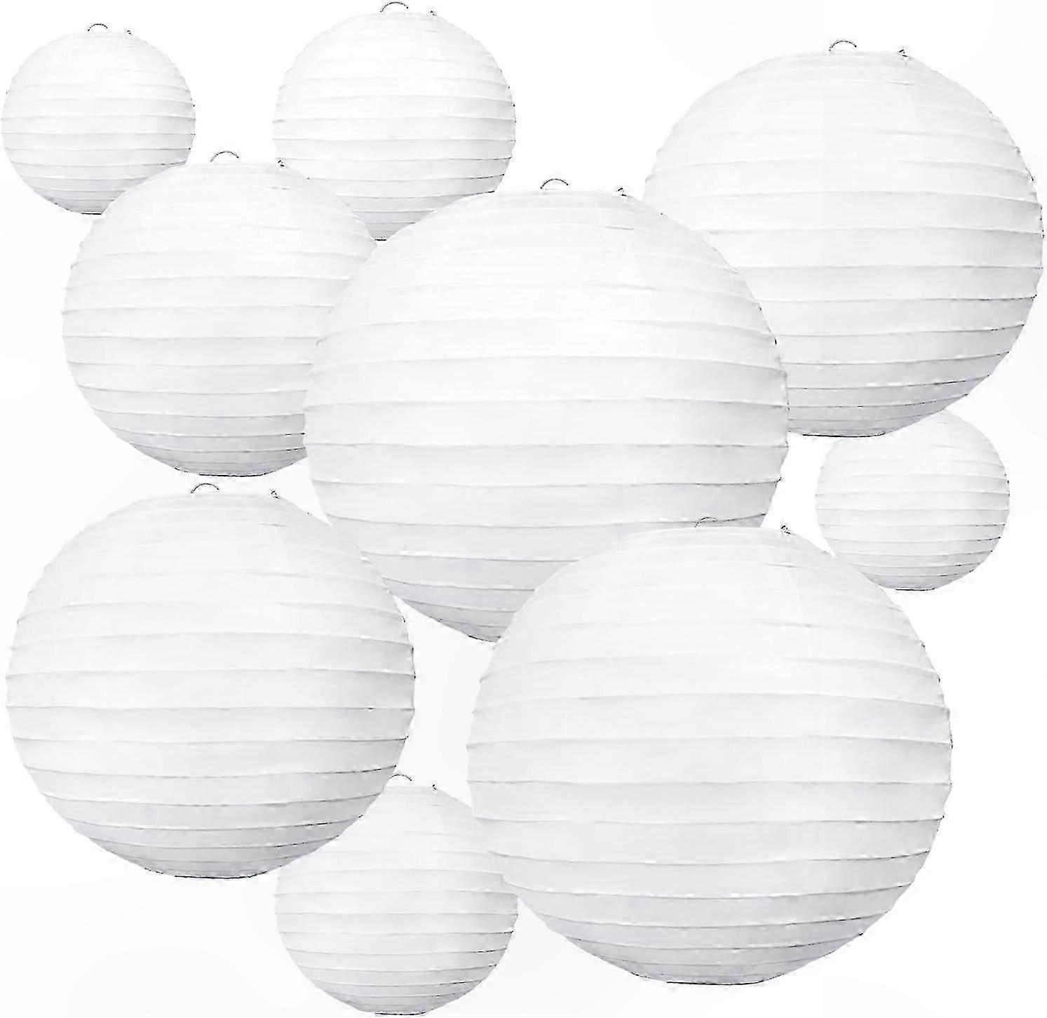 10pc Graduated White Lantern Set