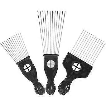 3 Pieces Hair pick Combs Detangle Wig Braid Pick Stainless Steel Hair Lift Comb_HP