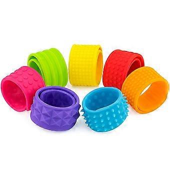 Fidget Slap Bracelets 6 Pack Textured Silicone Sensory Fidget Toys for Kids and Adults Autism ADHD Stress Relief