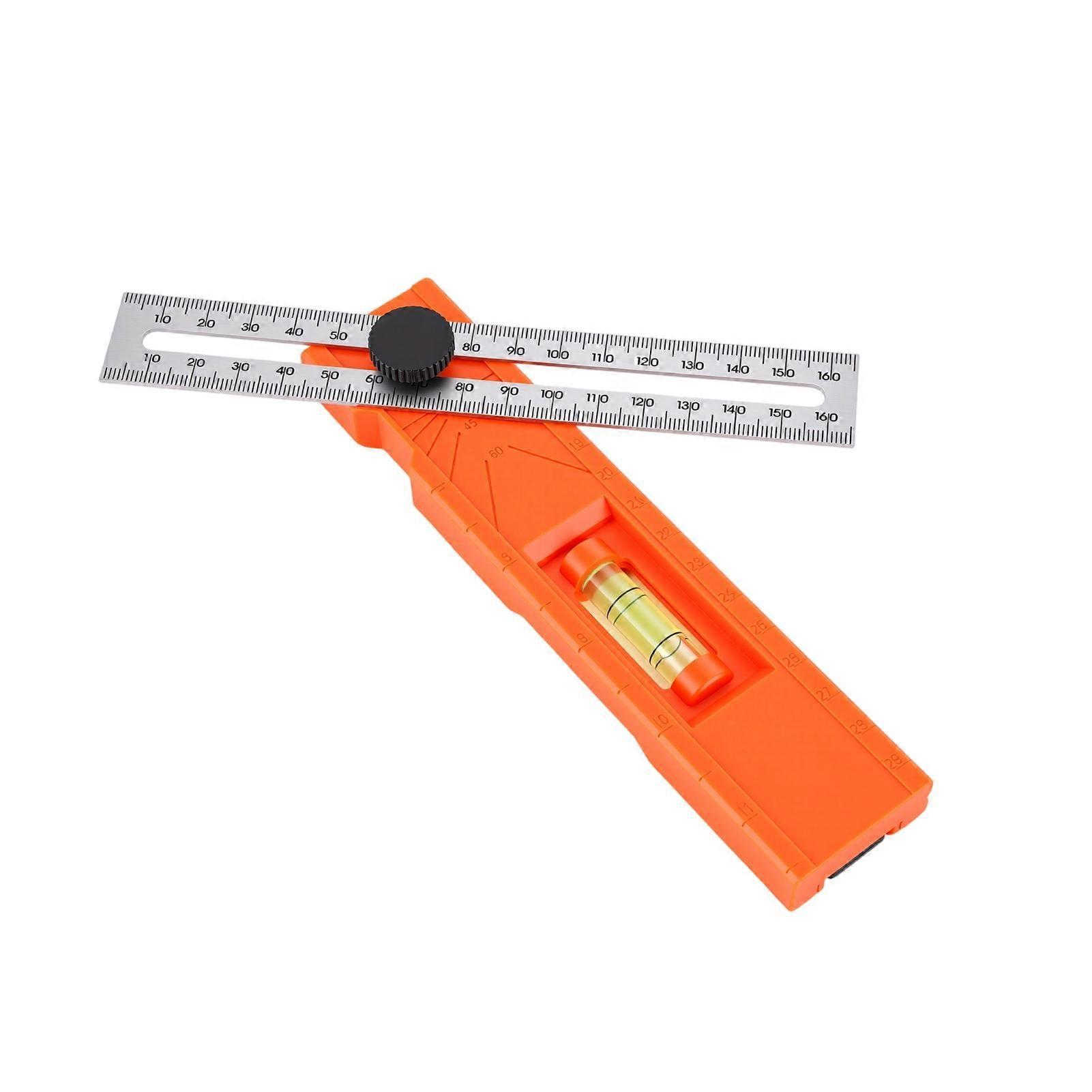 Woodworking Marking Ruler 0 16cm Multi Angle Positioning Scribing Ruler with Level Bubble