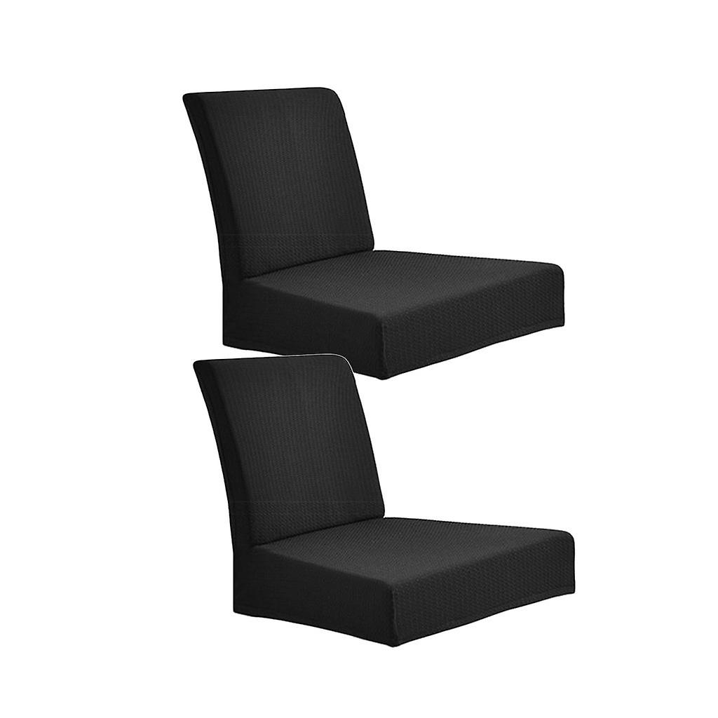 2Pcs Black Rural Freshness Elastic Waterproof Low Back Dining Chair Covers