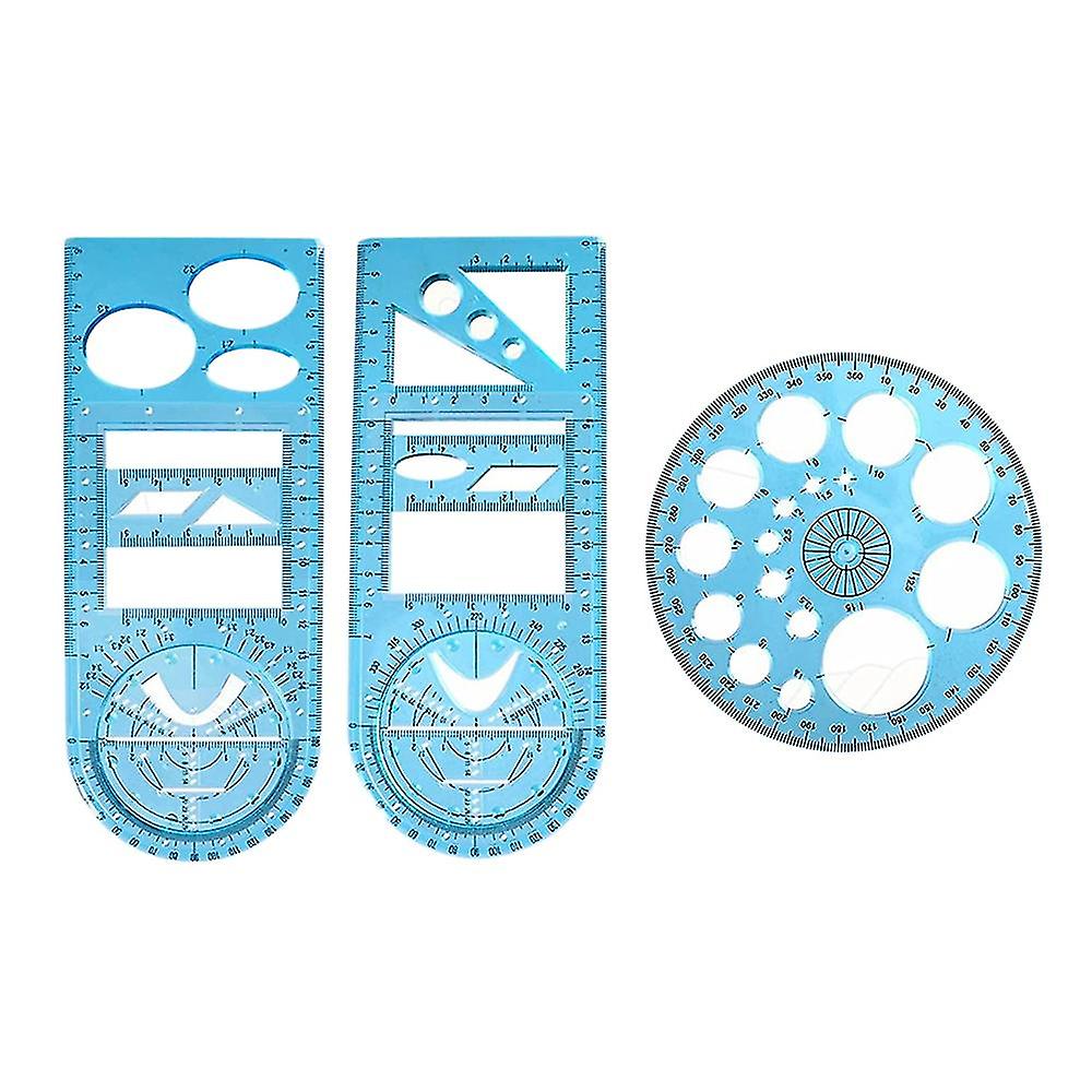 3pcs Multifunctional Geometric Ruler Mathematics Drawing Ruler Drawing Template Measuring Tool Meas