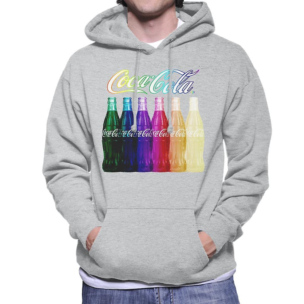 Coca Cola Rainbow Multi Bottles Men's Hooded Sweatshirt
