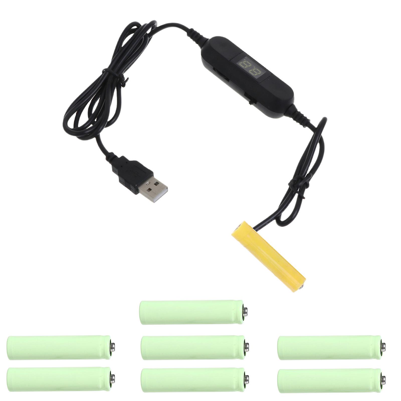 USB para AAA Dummy Battery com Switch Voltímetro Substituir 1-8pcs pilhas AAA