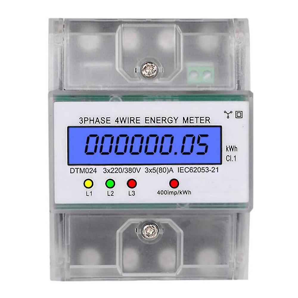 3 Phase 4 Wire Energy Meter 220/380v 5-80a Energy Consumption Kwh Meter Din Rail Installation Digital Power Meter-yuyu