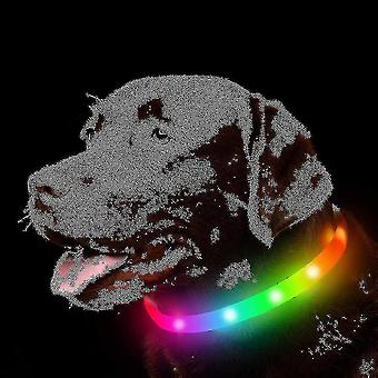 Led Dog Collar , Rechargeable Rainbow Color Changing Light Up Dog Collars, Waterproof Dog Lights Make Pet Visible And Safety For Night Walkingrainbow