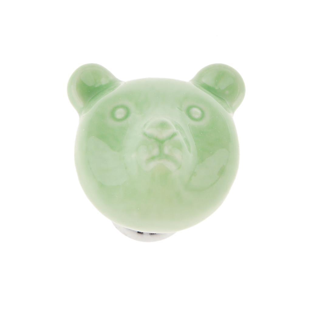 Creative Bear Ceramic Drawer Cabinet Cupboard Door Pull Handle Knob Green