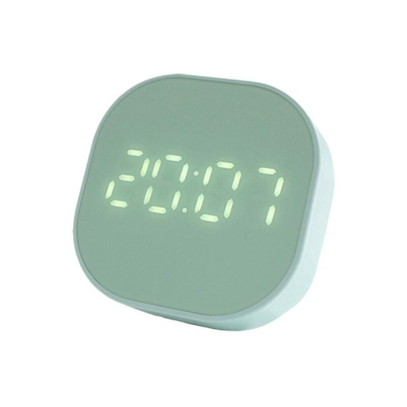 Light Alarm Clock Dual Temperature Display Electronic Clock Kitchen Timer Magnetic Mountable Clock Green（Does not contain battery）