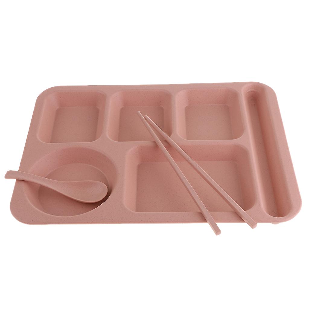 Wheat Straw Snack Plate Fast Food Stackable Tableware Dinnerware Sets Pink