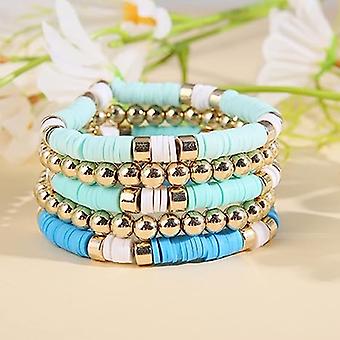 Vinswet Set di 7 braccialetti dell'amicizia con perline carini Heishi Surfer in argilla braccialetti con perline per donne e ragazze Preppy Stretch stratificazione impilabile Boho Disc Y2K Estetica