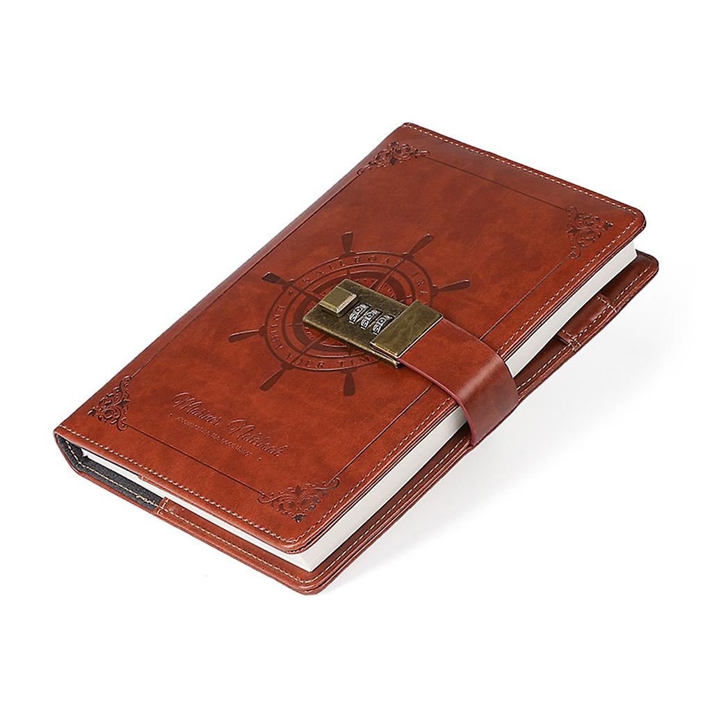 Pu Leather Notebook B6 For W/password Lock Clip Pen Holder Diary Plan Notebook