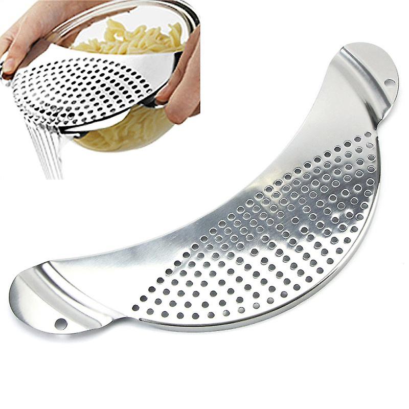 Pot Pan Strainer Board Crescent Shape Draining Hole Wash Fruit Vegetable Filter