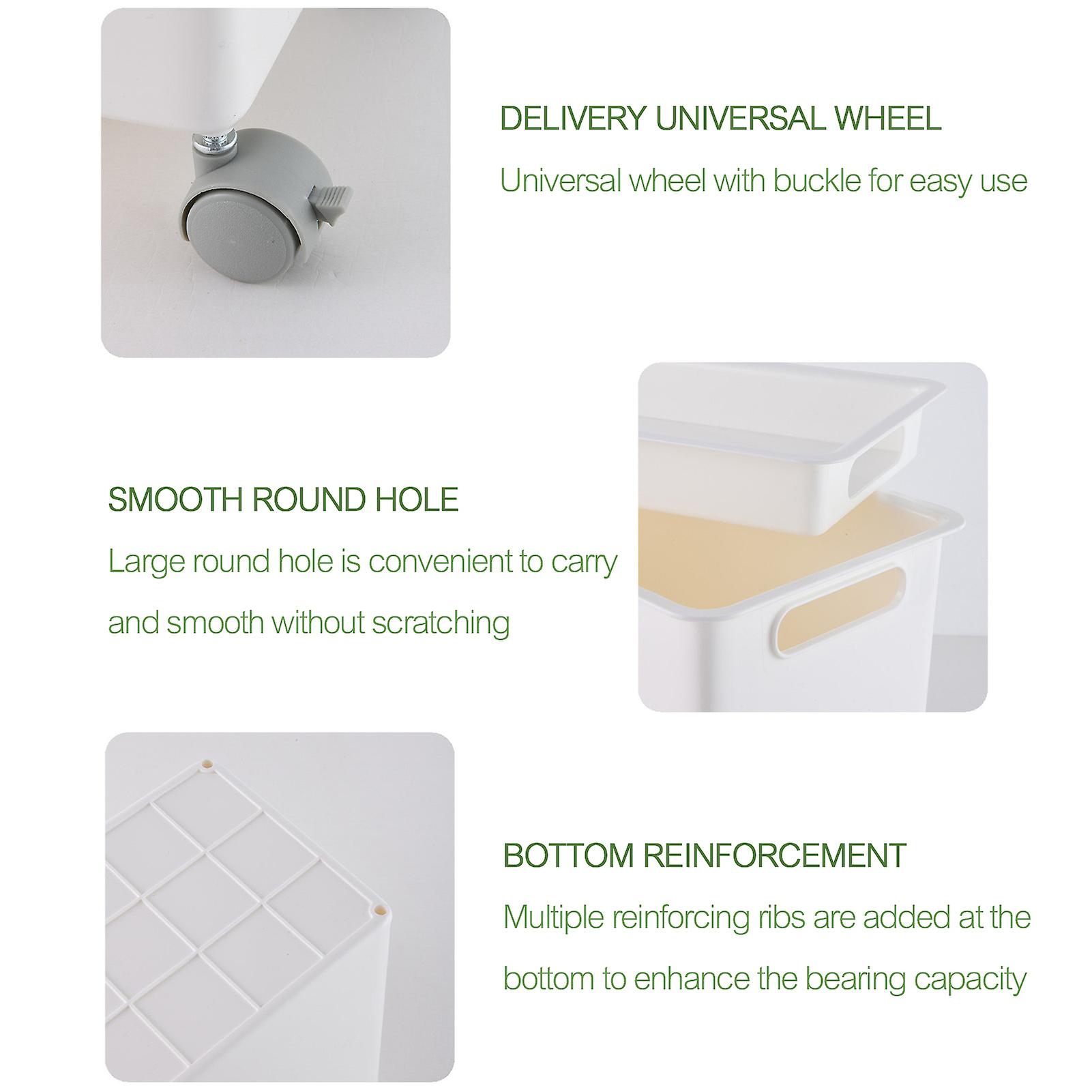 Storage Bin with Wheels Simple Style Smooth Box for Kitchen Pantry Cupboard