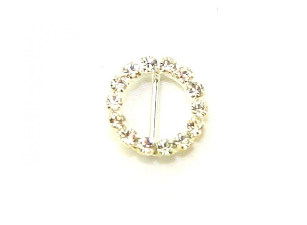 Diamante Round Buckle Silver - each