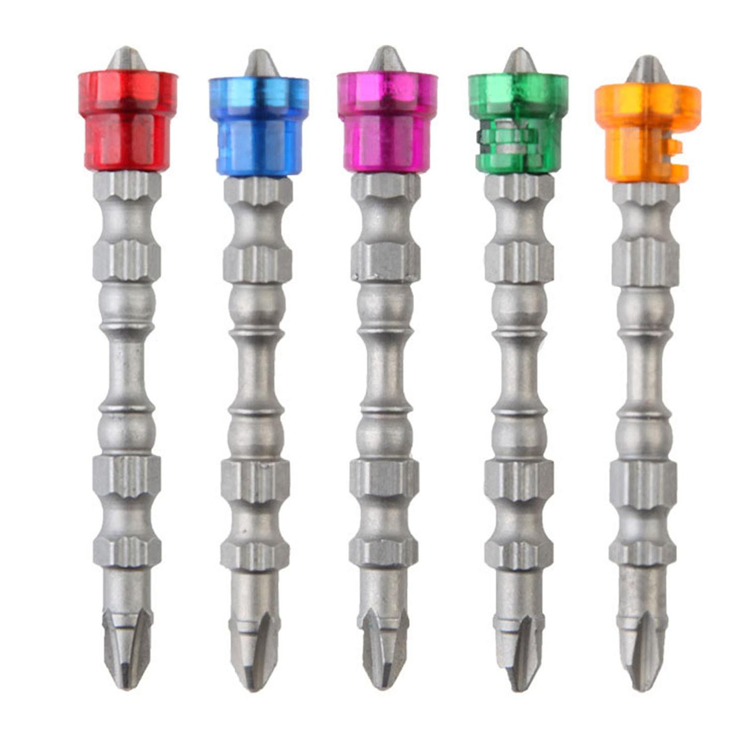 5Pcs Screwdriver Bit Magnetosphere 1/4 Hex Shank PH2 Cross Head Anti-impact Colorful 65mm Cross Dril