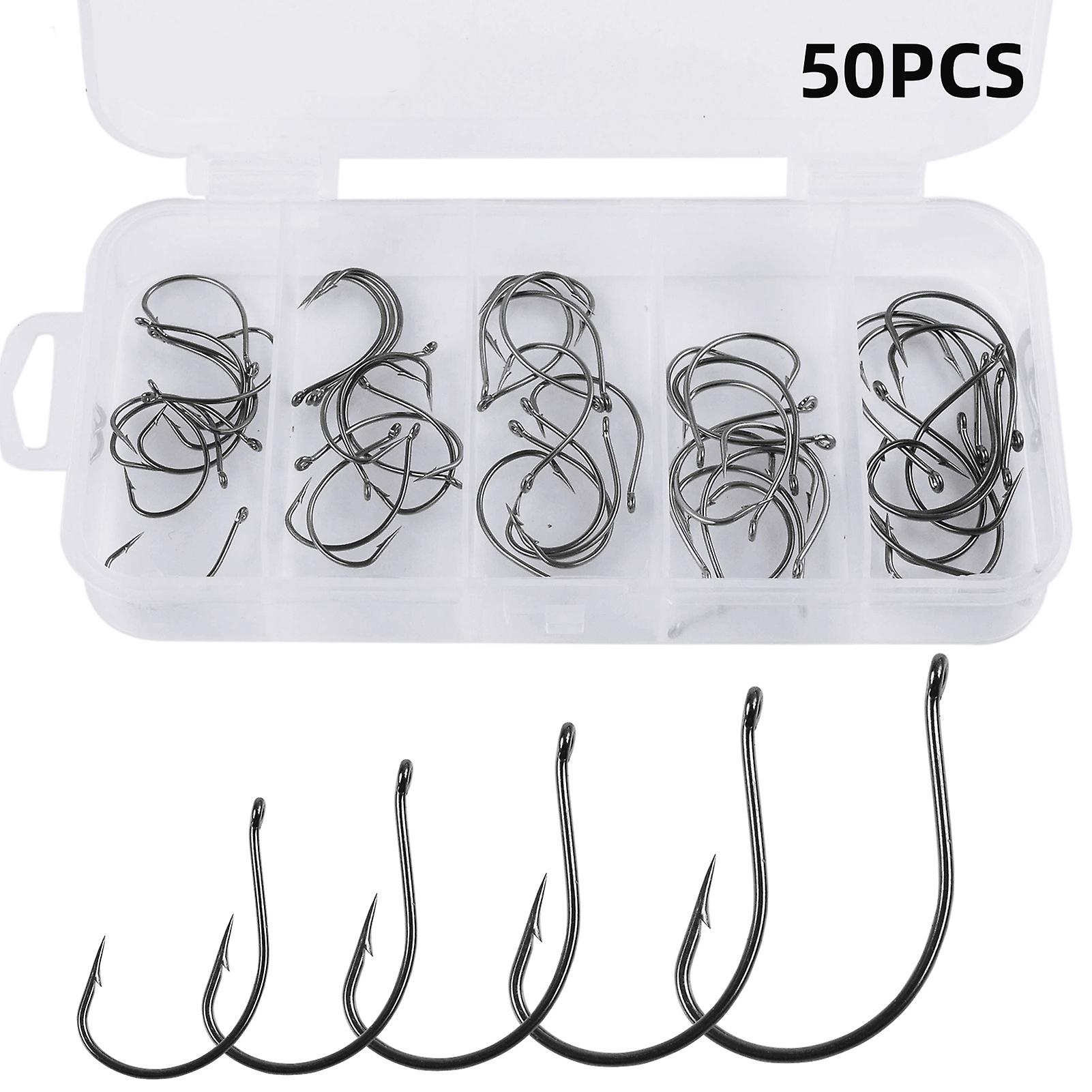 100pcs 5 Sizes Fishing Hooks Stainless Steel Carp Fishing Hooks