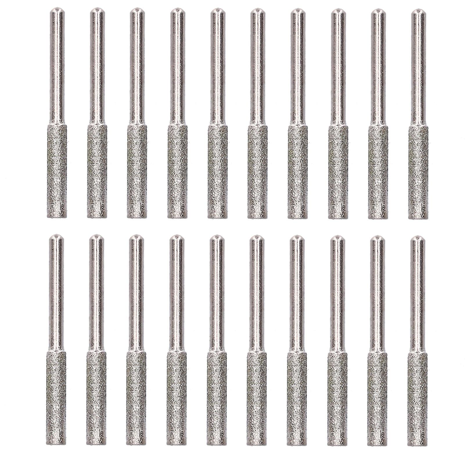 20Pcs Chainsaw Sharpener Burr Grinding Head Rotating File Sharpening Tool Set KitSilver 4.8mm