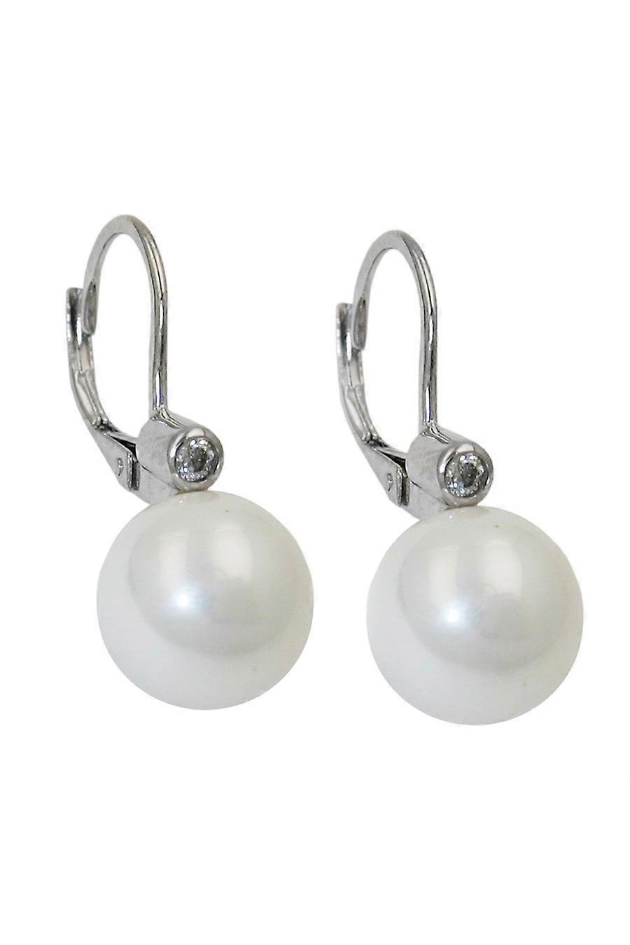 Earring Studs White Bead Silver 925 - Gl93454