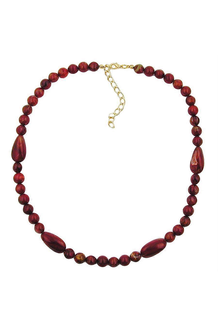 Necklace Olive Shaped Red Marbled Beads - Gl01562