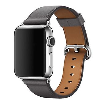 Stuff Certified® Leather Strap for iWatch 42mm - Bracelet Wristband Durable Leather Watchband Stainless Steel Clasp Gray