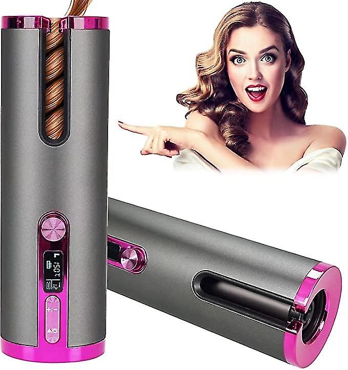 Hair Curling Iron, Cordless Automatic Curling Iron with LCD Display to Adjust 6 Temperatures and Tim