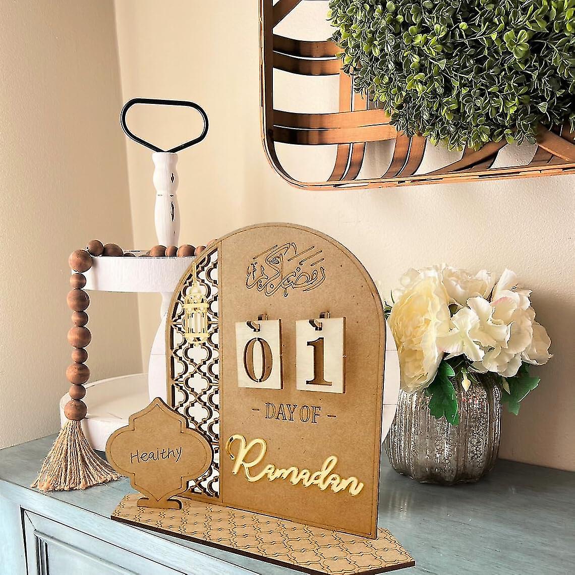 Ramadan Advent Calendar Wooden Countdown Calendars Decorations for Home, 30 Days Til Eid, easter decor