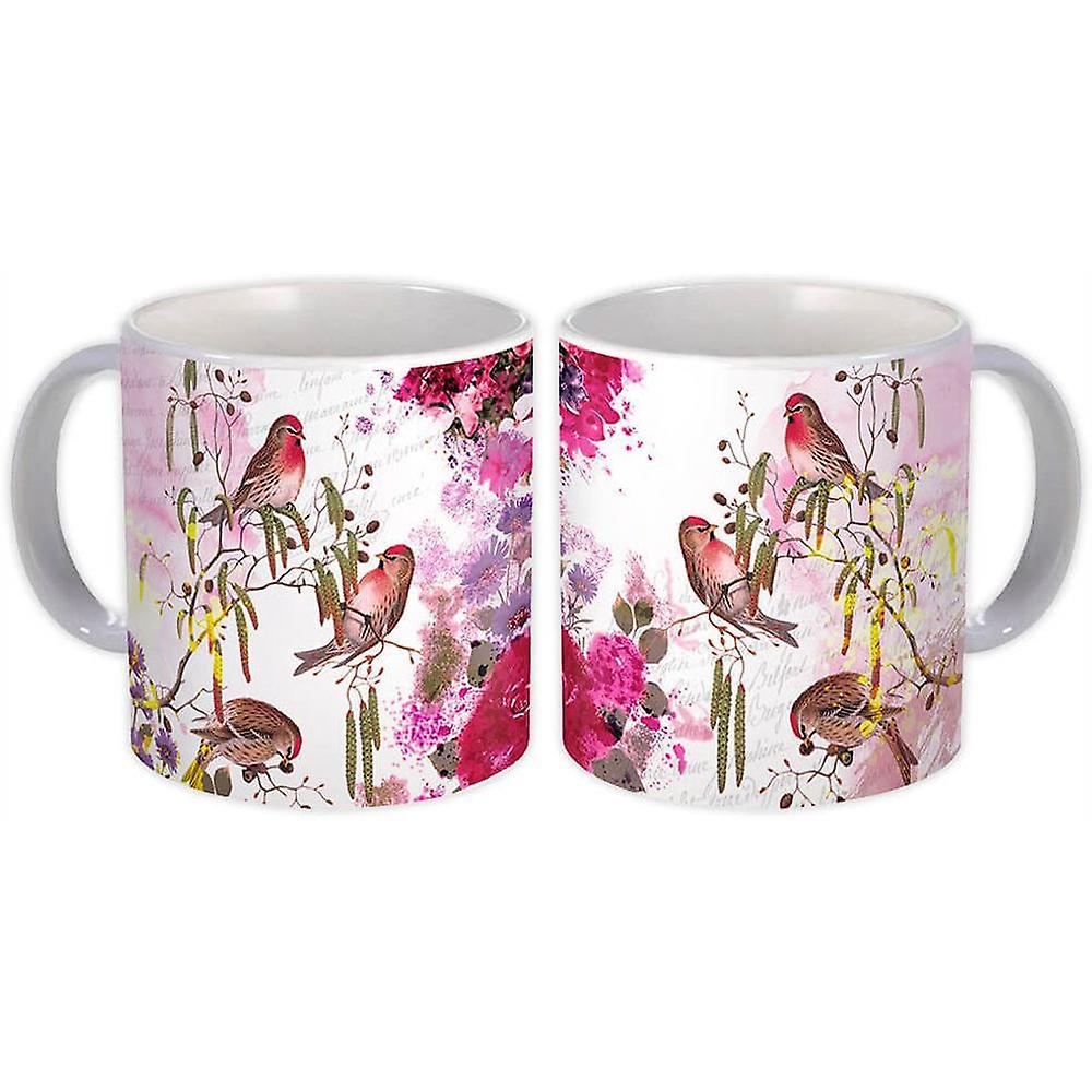 Geschenk-Becher: Vögel Blumen Rose