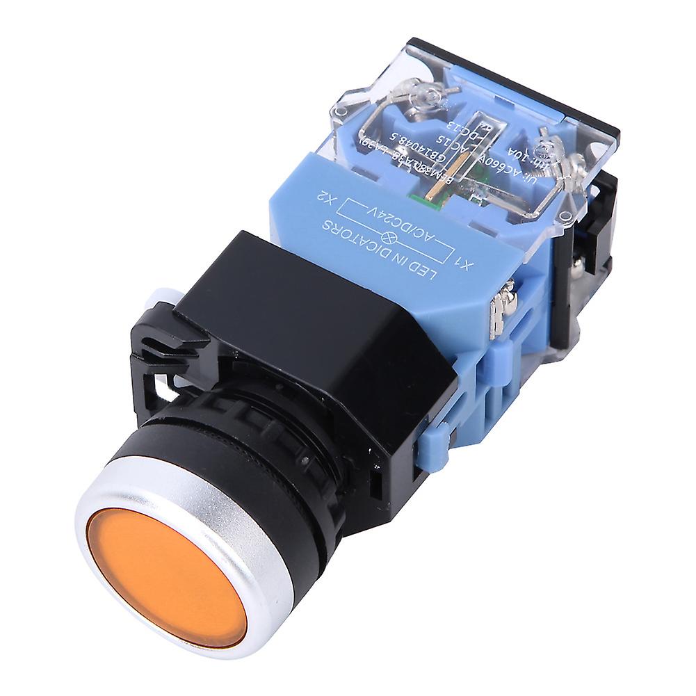 10 Pcs BEM38-11D Self-Reset Flat Head Button Switch 1 On 1 Off Button Switch 22mm(Yellow Light)