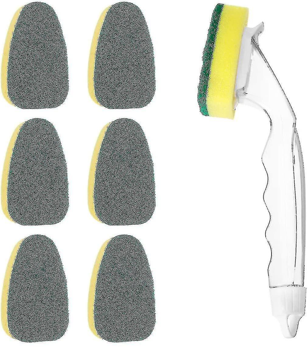 Dish Wand,dish Sponge With Handle, Replaceable Cleaning Brush