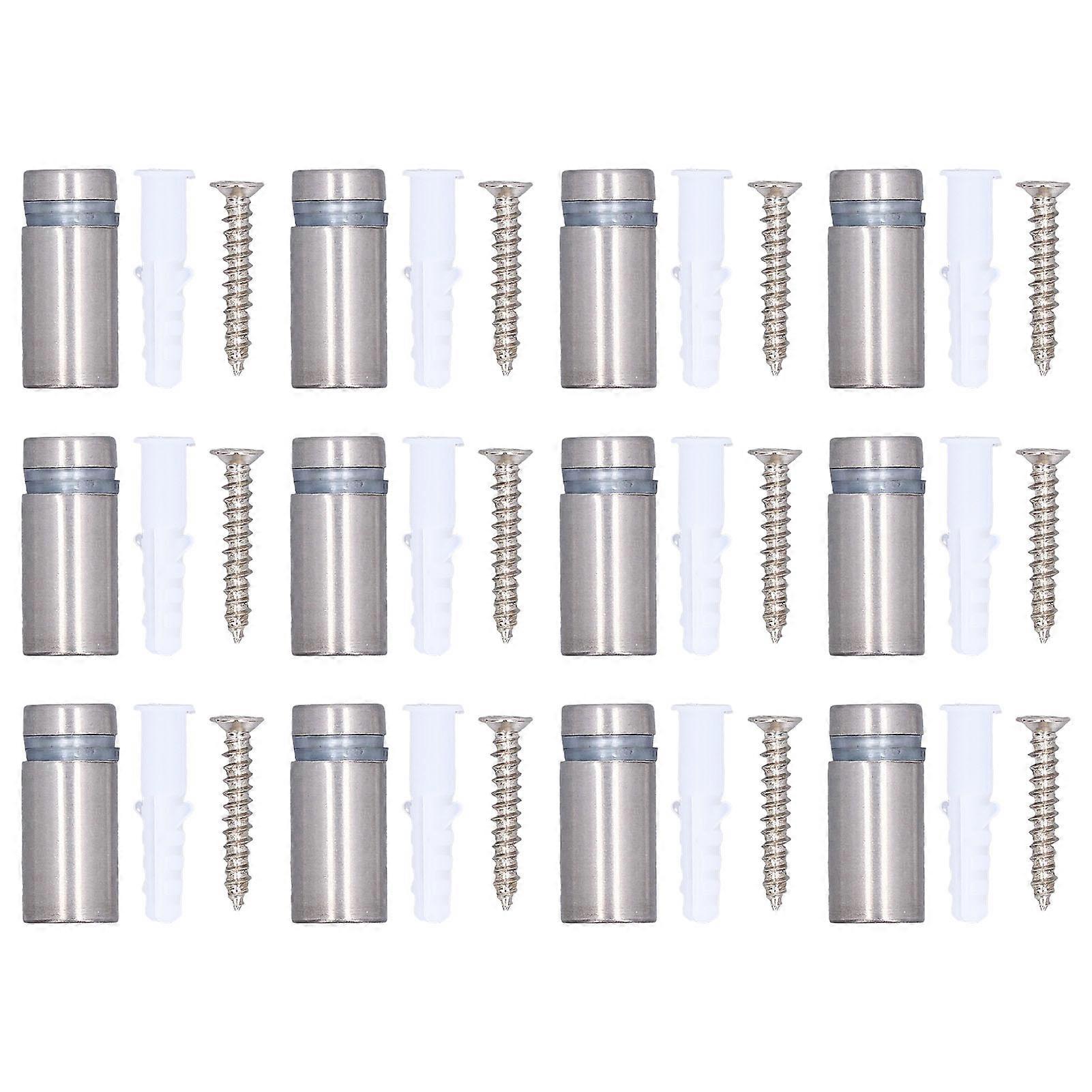 12Pcs Standoff Screws Stainless Steel Wall Sign Advertising Hardware Nail for Acrylic 1/2inx1in