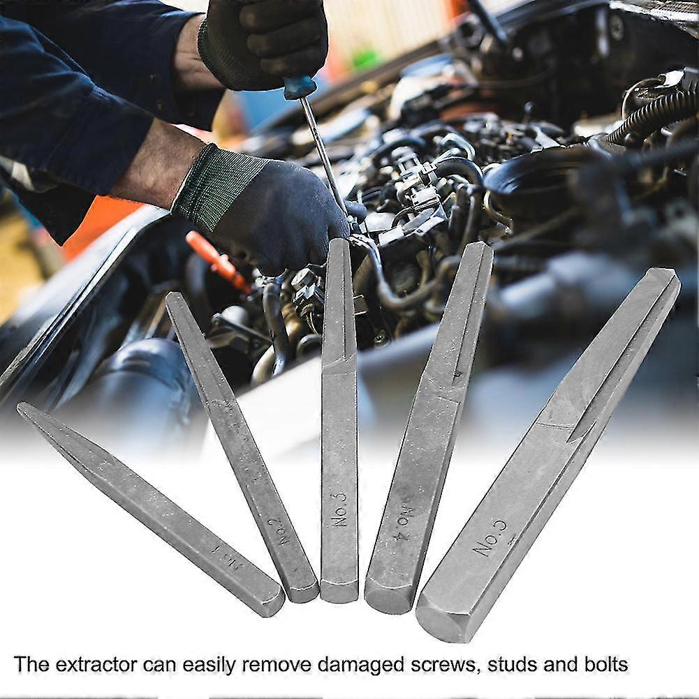 5pcs Screw Extractor Broken Damaged Bolt Easy Out Removal Tool Square Type