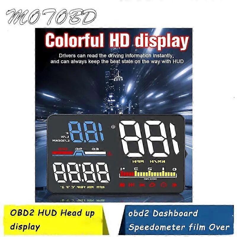 New D5000 Automobile OBD2 HUD Head Up Display 5inch Obd2 Dashboard Speedometer Film Over Speed Via OBD2 ST1M548