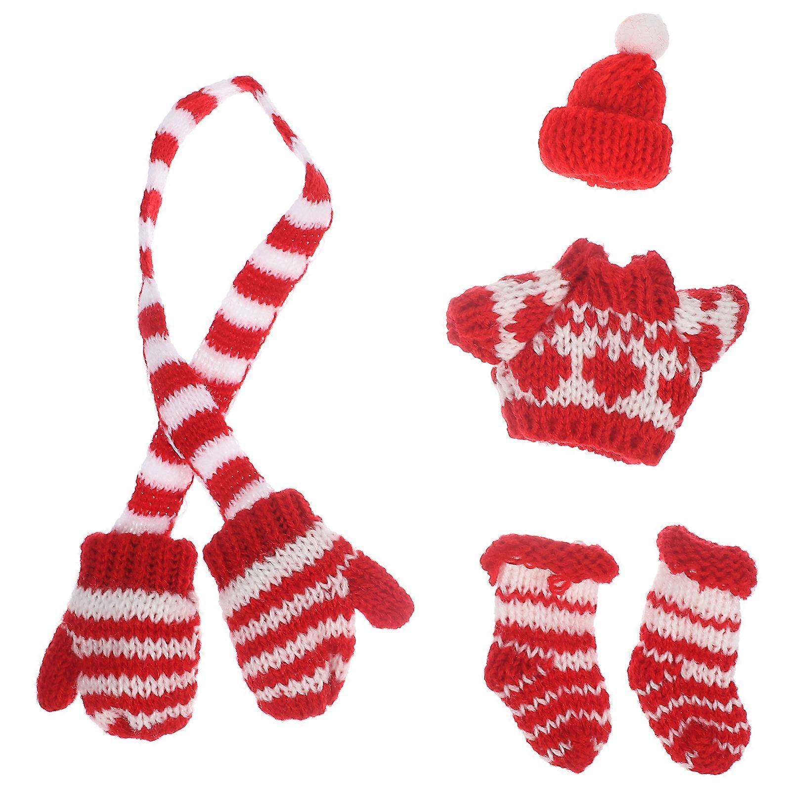 1 Set Mini Doll Winter Clothes Hat Gloves Sweater Socks Props Doll Clothes