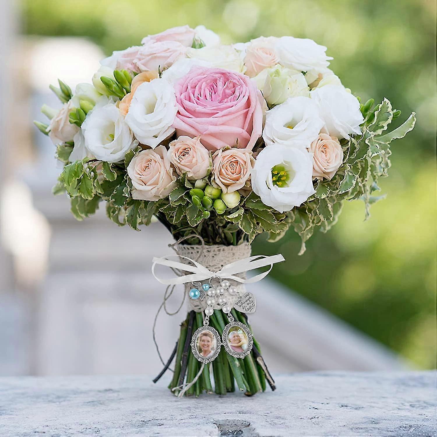 2 Stück Hochzeitsstrauß Anhänger - Messing Foto Medaillon Für Brautstrauß